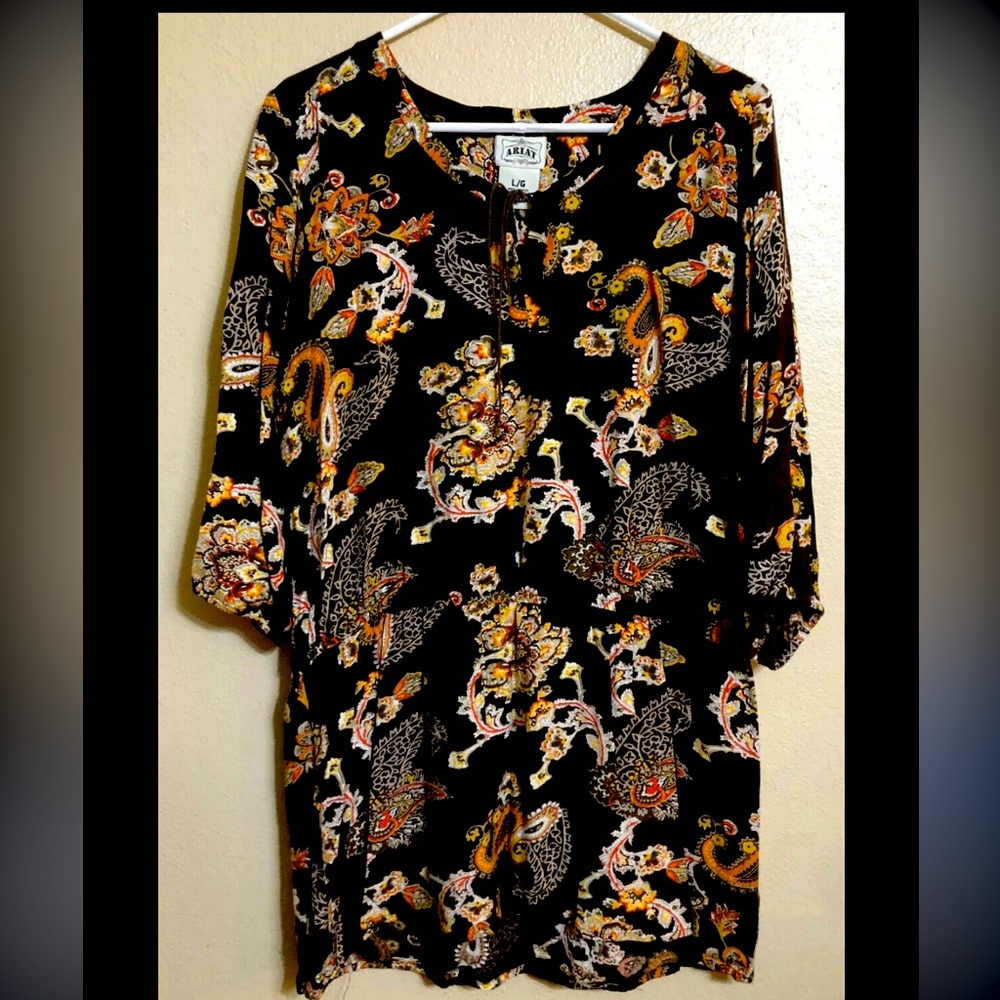 Arita- S/P- Paisley Drawstring 1/4 Sleeved Tunic